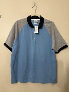 Lacoste Polo Shirt Men 6/Large Blue Pullover Golf Color Block Regular NWT - Picture 1 of 6