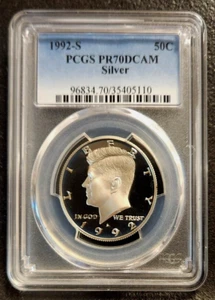 1992-S SILBER KENNEDY 50TH ANNIVERSARY HALF DOLLAR PORTRAIT ETIKETT PCGS PR70DCAM - Bild 1 von 2