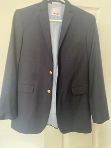 Izod Blazer Navy Brass Button Suit Jacket Sport Coat Single Breast Boy 18 Wool8% - Picture 1 of 3