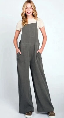 Mono Elleborn Mineral Wash Pierna Ancha Gasa Tirantes Gris S Y2K Nuevo con Etiquetas Foto 1 de 4