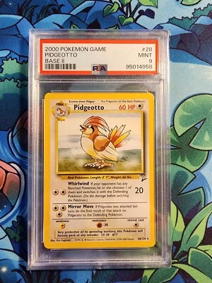 Pokémon TCG Pidgeotto Base Set 2 28/130 Regular Unlimited Rare PSA 9 Pop 68 - Image 1 of 3