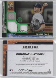 2022 Topps Tribute Tribute Triple Relics Green /99 Gerrit Cole #TTR-GC