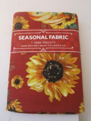 Cotton Fabric David Textiles 1 yard precut fall pumpkins Sunflowers 100% Cotton - Image 1 of 4