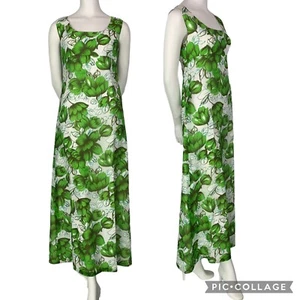 Vintage Dress Long Medium 60’s Mod A Line Floral Bold Chiffon w/ Slip 34” Bust - Picture 1 of 16
