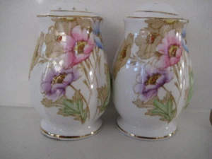 PRETTY VINTAGE FLORAL BONE CHINA ENAGLAND SALT & PEPPER POTS CRUET SHAKERS - Picture 1 of 11