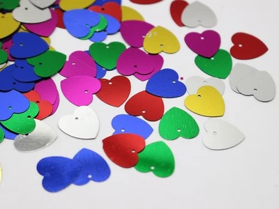 800 Mixed Color 16mm Flat Heart Loose sequins Paillettes Top Hole Sewing craft - Image 1 of 4