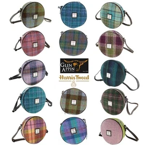 Glen Appin Bannock Small Harris Tweed Round Shoulder Bag choice of colours - Picture 1 of 33