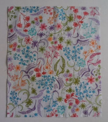 Size 1 - Light Wgt Fabric Cotton 1 Square of  Flowers Bloom - 11 3/4" x 9 3/4"  - Image 1 of 3