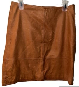 J Jill pencil Skirt Womens 6 Genuine Leather Brown Soft Side Zip office casual - Picture 1 of 7