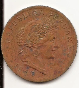 Perú 20 centavos 1960 KM#221 - Imagen 1 de 3