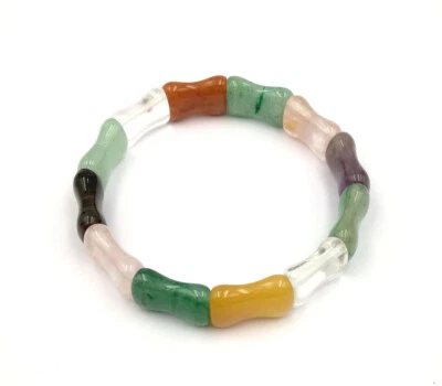 Brazalete Brazalete Articulación Bambú Fluorita Amatista Ojo de Tigre Ágata Jade Multicolor Foto 1 de 4