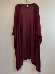 H & M~ Women’s oversized Long Maroon Open Front Loose Kimono Cardigan / Duster - Picture 1 of 6