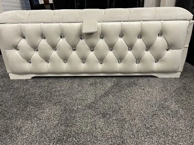 Large Plush Soft / Velvet fully upholstered storage Box Ottoman - Image 1 of 4