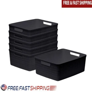 6 Stück Jute Aufbewahrungskörbe Langlebig Harz Organizer Home Office Dekor Neu - Bild 1 von 11