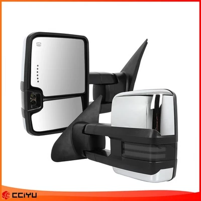 Espejos retrovisores de remolque con luz de señal de funcionamiento con calefacción eléctrica cromados para Toyota Tundra 07-17 Foto 1 de 4
