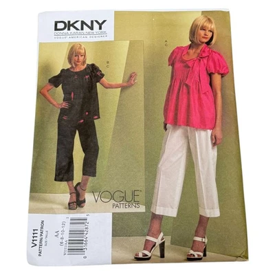 Vogue V1111 Donna Karan NY Top Tunic Pants Size 6 8 10 12 Sewing Pattern Uncut - Изображение 1 из 4