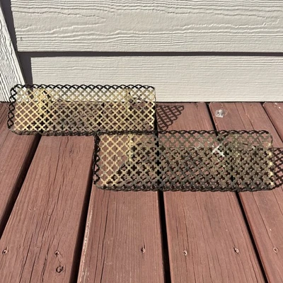 Vintage MCM Rustic French Country Punched Metal White Wall Shelf Clover Design - Image 1 of 4