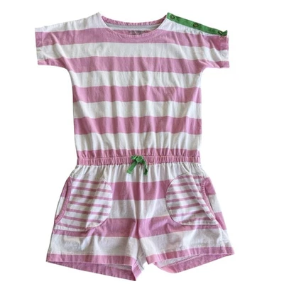 Mini Boden Girls 11/12 Pink & White Stripes Romper Beachy Vacation 100% Cotton - Image 1 of 4