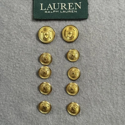 Lauren Ralph Lauren Gold Suit Blazer Buttons Set 10 Waterbury Crest Metal USA - Image 1 of 4
