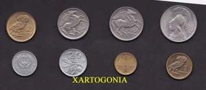 GREECE COINS 1973B, FULL SET, 20DR (ATHINA), 10, 5, 1, 2 DR, 10, 20 LEPTA, VG - Picture 1 of 2