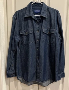 Pendleton Camicia Denim Lavaggio Scuro Uomo Media M Bottoni Western Top - Foto 1 di 5