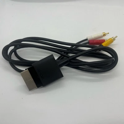 Official OEM Microsoft Xbox 360 AV Composite Audio/Video Cable RCA Black VGC - Image 1 of 3