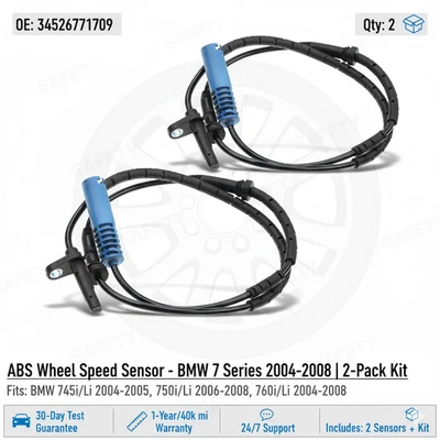 34526771709 Sensor ABS para BMW Serie 7 2004-2008 745i 750Li 760Li Paquete de 2 Traseros Foto 1 de 4