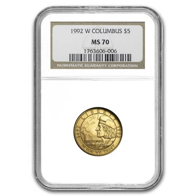 1992-W Gold $5 Commem Columbus Quincentenary MS-70 NGC - Image 1 of 3