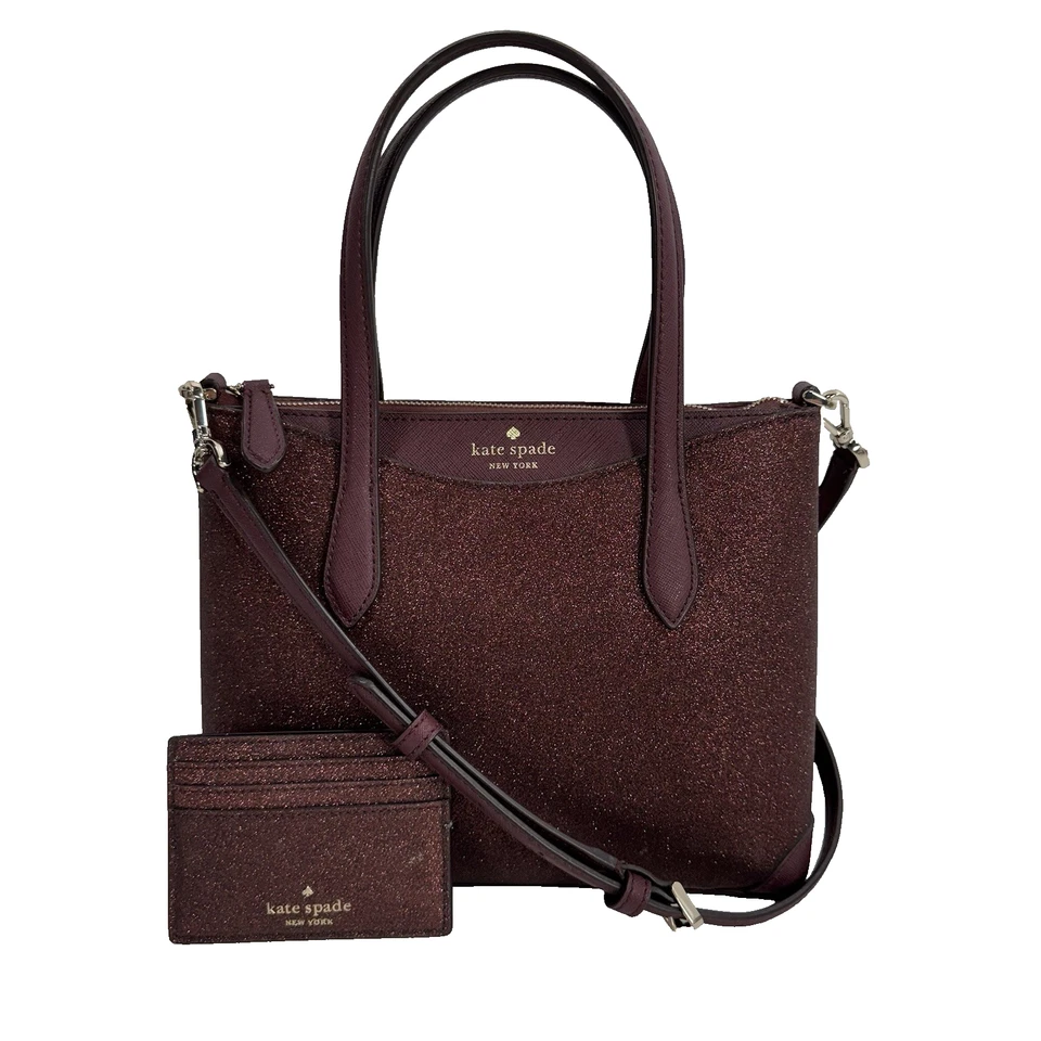 Kate Spade Burgundy Shimmy Deep Nova Glitter Lola Satchel Crossbody w/ Wallet - Image 1 of 4