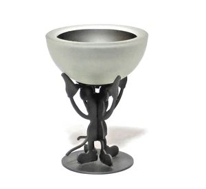Mickey Mouse Tea Light Votive Candle Holder Metal & Frosted Glass Silhouette - Picture 1 of 4