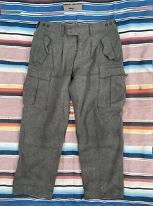 Pantalone cargo militare vintage HCH Muermann tedesco oliva grigio lana pesante uomo 36 x 29 - Foto 1 di 7