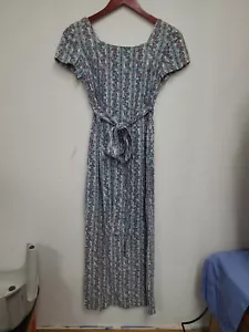 Vintage Bill Atkinson Glen of Michigan Jr Floor Length Dress Floral w/ Belt - Picture 1 of 4