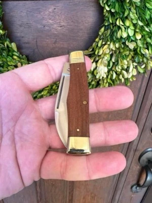 New Trestle Pine Brass Gunstock Knife CPM 154 Old Growth Oak Gunflint Like GEC - Image 1 of 4