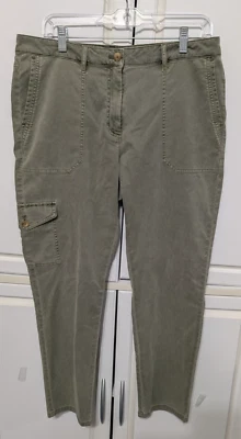 Pantalón cargo J. Jill ajustado para mujer talla 10 algodón elástico utilitario verde oliva LL-26 Foto 1 de 4
