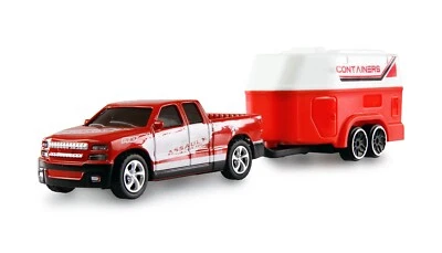 RC-PICKUP DIE CAST MIT PFERDEANHÄNGER 1:64 RTR ROT mit LED Licht AMEWI 22681 - Bild 1 von 4