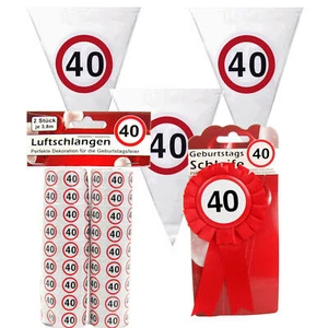 Party Geburtstag Deko 40 Verkehrsschild Girlande Luftschlangen Schleife oder SET - Bild 1 von 5