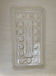 Vintage Federal Glass Windsor Clear Button & Cane Rectangular Dish - Picture 1 of 4