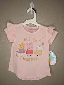 NWT Peppa Pig Toddler Girls 2T Pink "Better Together" Glitter Ruffle T Shirt - Picture 1 of 4