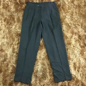 Austin Reed 100% Pure Wool Dress Pants Men Sz 32x33 Gray Pleated Trousers EUC - Picture 1 of 5