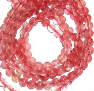 GR273 Pink Cherry Quartz 6mm Round Man-made Gemston Glass Beads 16" - Picture 1 of 1