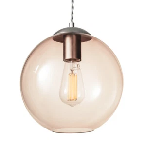 Litecraft Huey Ceiling Pendant 1 Light With Smoke Tinted Glass Shade - Pewter    - Picture 1 of 6
