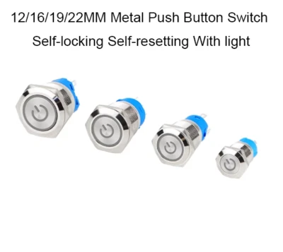 12/16/19/22MM Metal Push Button Switch Self-locking Self-resetting With light - Image 1 of 4