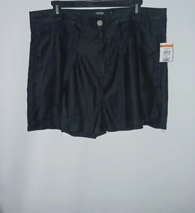 Hudson donna nero sacchetto di carta pantaloncino 27 lino lyocell spandex cravatta tasche in vita - Foto 1 di 7