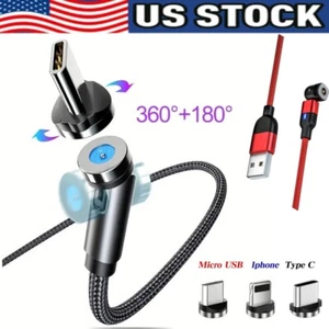180°+360° Rotate Magnetic Charger Cable Phone Fast Charging Type C Micro USB IOS - Picture 1 of 17