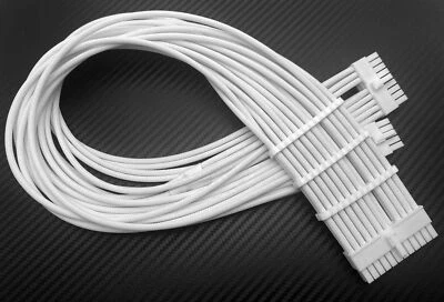 24pin White 60cm Modular Sleeved Power Supply Cable EVGA G5 / G3 / G2 / P2 / T2 - Image 1 of 4
