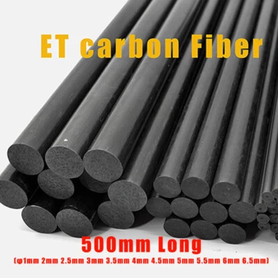 Varilla de fibra de carbono 5-15 piezas 1 mm 2 mm 2,5-3,5 mm 4 mm 4,5 mm 5 mm 5,5 mm 6 mm 6,5 mm x 500 mm Foto 1 de 4