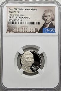 2020 Proof W Nickel NGC PR70 Ultra Cameo First Day of Issue