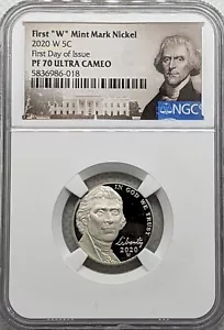 2020 Proof W Nickel NGC PR70 Ultra Cameo First Day of Issue - Picture 1 of 2