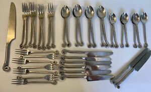 39 Pc. Pier 1 Lily Stainless PII8 Coiled Tip Flatware 7 Place Settings + More