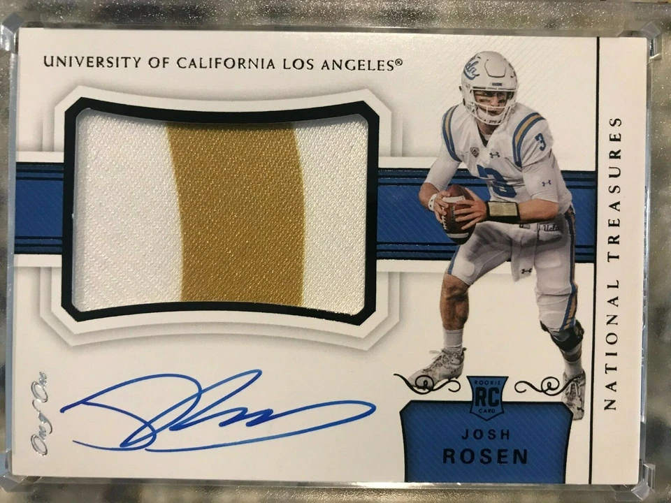 2018 National Treasures Collegiate JOSH ROSEN 1/1 RC Auto Patch Autograph UCLA - Image 1 of 1